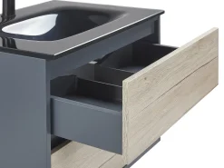 Movel De Casa De Banho E Espelho Castanho Claro E Cinzento 60 Cm Teruel