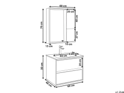Movel De Casa De Banho E Espelho Castanho Claro E Cinzento 60 Cm Teruel