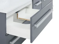 Movel De Casa De Banho E Gavetas Com 2 Lavatorios E 2 Espelhos Cinzento Madrid