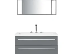 Movel De Casa De Banho Flutuante Com Lavatorio E Espelho Cinzento Almeria