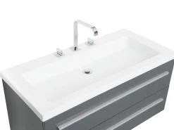 Movel De Casa De Banho Flutuante Com Lavatorio E Espelho Cinzento Almeria