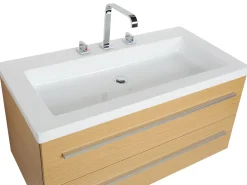 Movel De Casa De Banho Flutuante Com Lavatorio E Espelho Creme Almeria