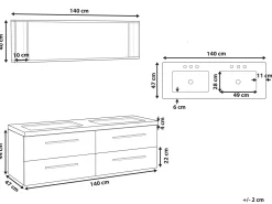 Movel De Casa De Banho Suspenso Com 2 Lavatorios E Espelho Creme Malaga
