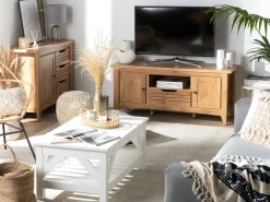 Movel De Tv Com 1 Gaveta E 2 Portas Em Madeira Clara Agora