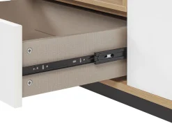 Movel De Tv Com 1 Gaveta E 3 Portas Em Madeira Clara E Branco Itaca