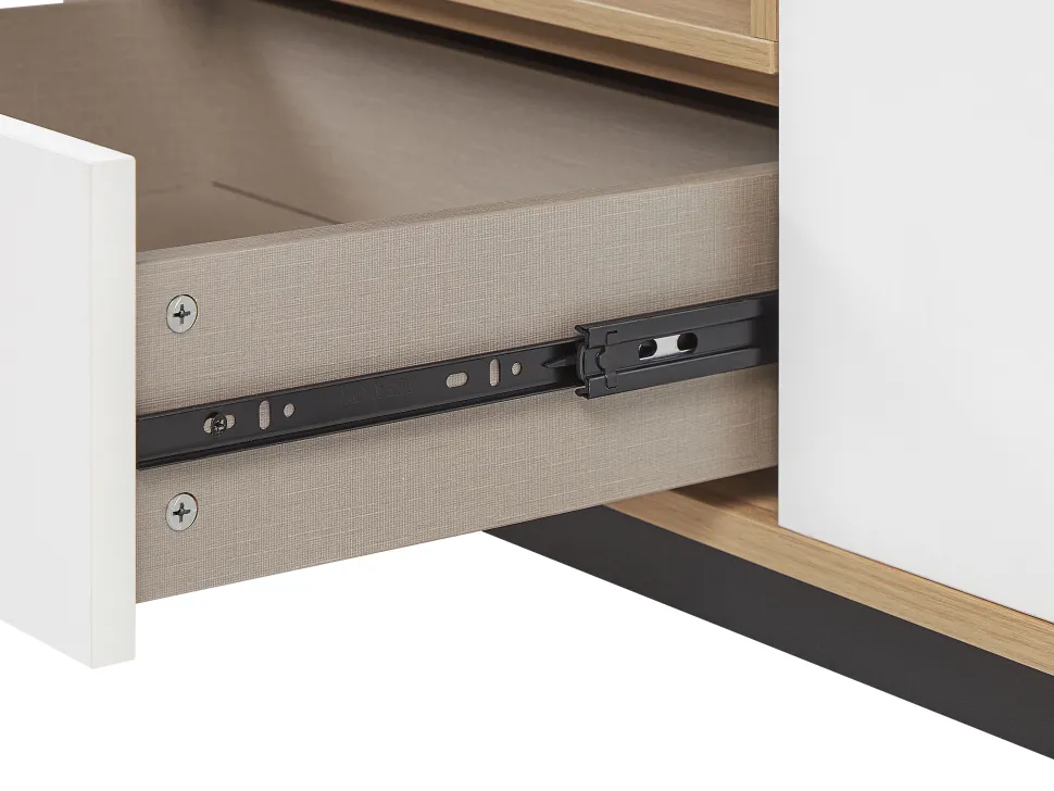 Movel De Tv Com 1 Gaveta E 3 Portas Em Madeira Clara E Branco Itaca