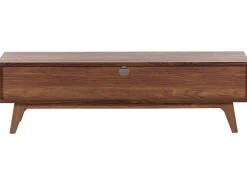 Movel De Tv Com 1 Gaveta E 5 Prateleiras Em Madeira Escura E Branco Eerie