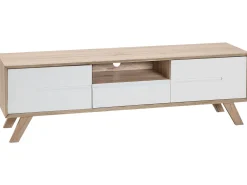 Movel De Tv Com 1 Gaveta E 2 Portas Em Madeira Clara E Branco Forester