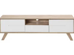 Movel De Tv Com 1 Gaveta E 2 Portas Em Madeira Clara E Branco Forester