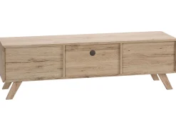 Movel De Tv Com 1 Gaveta E 2 Portas Em Madeira Clara E Branco Forester