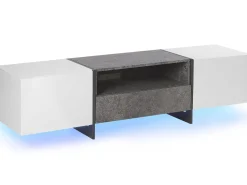 Movel De Tv Com 1 Gaveta E Iluminação Led Em Branco Russel