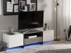 Movel De Tv Com 1 Gaveta E Iluminação Led Em Branco Russel