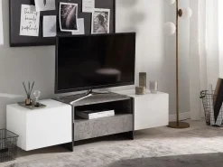 Movel De Tv Com 1 Gaveta E Iluminação Led Em Branco Russel