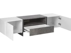 Movel De Tv Com 1 Gaveta E Iluminação Led Em Branco Russel