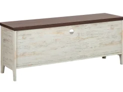 Movel De Tv Com 1 Gaveta E 2 Portas Branco E Cor De Madeira Escura Creme Medan