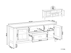 Movel De Tv Com 1 Gaveta E 2 Portas Branco E Cor De Madeira Escura Creme Medan