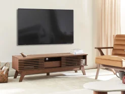 Movel De Tv Com 1 Gaveta E 5 Prateleiras Em Madeira Escura Detroit