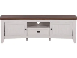 Movel De Tv Com 1 Gaveta E 2 Portas Creme E Cor De Madeira Escura Nashville