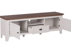 Movel De Tv Com 1 Gaveta E 2 Portas Creme E Cor De Madeira Escura Nashville