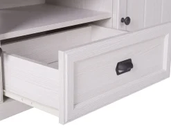 Movel De Tv Com 1 Gaveta E 2 Portas Creme E Cor De Madeira Escura Nashville