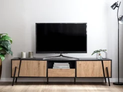 Movel De Tv Com 1 Gaveta E 2 Portas Em Madeira Clara Blackpool