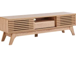 Movel De Tv Com 1 Gaveta E 5 Prateleiras Em Madeira Clara Detroit