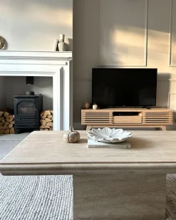 Movel De Tv Com 1 Gaveta E 5 Prateleiras Em Madeira Clara Detroit