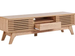 Movel De Tv Com 1 Gaveta E 5 Prateleiras Em Madeira Clara Detroit