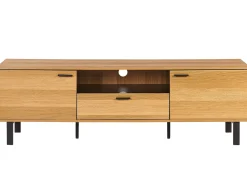 Movel De Tv Com 1 Gaveta E 2 Portas Em Madeira Clara E Preta Claremont