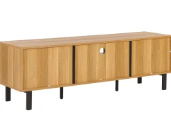 Movel De Tv Com 1 Gaveta E 2 Portas Em Madeira Clara E Preta Claremont