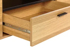 Movel De Tv Com 1 Gaveta E 2 Portas Em Madeira Clara E Preta Claremont