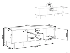 Movel De Tv Com 1 Gaveta E 2 Portas Em Madeira Clara E Preta Claremont