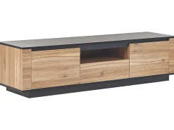 Movel De Tv Com 1 Gaveta E 2 Portas Em Madeira Clara E Preta Billings