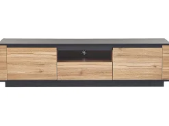 Movel De Tv Com 1 Gaveta E 2 Portas Em Madeira Clara E Preta Billings