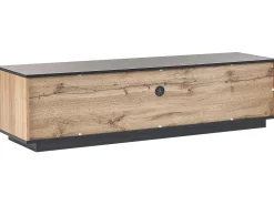 Movel De Tv Com 1 Gaveta E 2 Portas Em Madeira Clara E Preta Billings