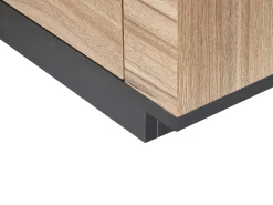 Movel De Tv Com 1 Gaveta E 2 Portas Em Madeira Clara E Preta Billings