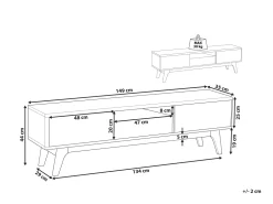 Movel De Tv Com 1 Gaveta E 5 Prateleiras Em Madeira Clara E Branco Eerie