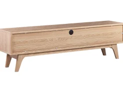 Movel De Tv Com 1 Gaveta E 5 Prateleiras Em Madeira Clara E Branco Eerie