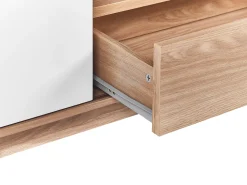 Movel De Tv Com 1 Gaveta E 5 Prateleiras Em Madeira Clara E Branco Eerie