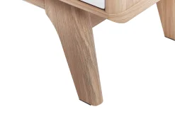 Movel De Tv Com 1 Gaveta E 5 Prateleiras Em Madeira Clara E Branco Eerie