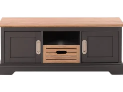 Movel De Tv Com 1 Gaveta E 2 Portas Em Madeira Clara E Cinzento Garet