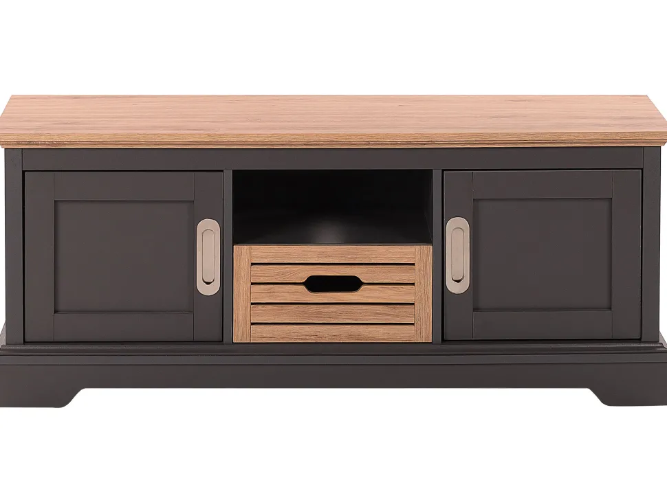 Movel De Tv Com 1 Gaveta E 2 Portas Em Madeira Clara E Cinzento Garet