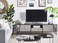 Movel De Tv Com 1 Gaveta E 2 Portas Cinzento Claro E Preto Blackpool