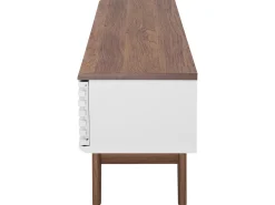 Movel De Tv Com 1 Gaveta E 5 Prateleiras Em Madeira Escura E Branco Detroit