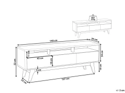 Movel De Tv Com 3 Gavetas Em Madeira Escura E Branco Syracuse