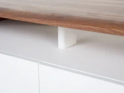 Movel De Tv Com 3 Gavetas Em Madeira Escura E Branco Syracuse