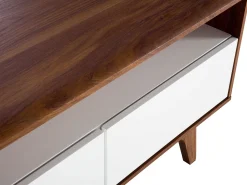 Movel De Tv Com 3 Gavetas Em Madeira Escura E Branco Syracuse