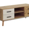 Movel De Tv Com 4 Gavetas E 2 Prateleiras Em Madeira Clara Florida