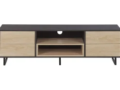 Movel De Tv Com 4 Gavetas E 2 Prateleiras Em Madeira Escura Maine