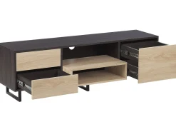 Movel De Tv Com 4 Gavetas E 2 Prateleiras Em Madeira Escura Maine